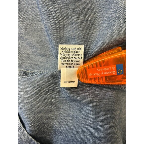 Croft & Barrow Medium Denim Button-Up Shirt 100% Cotton Blue Long Sleeve - Picture 6 of 8